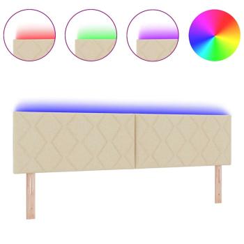 LED Kopfteil Rautenmuster Creme 180 cm Stoff
