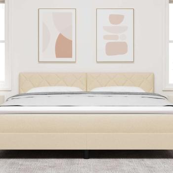 LED Kopfteil Rautenmuster Creme 180 cm Stoff
