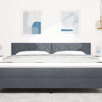 LED Kopfteil Design mit Diamantblöcken Dunkelgrau 180 cm Samt
