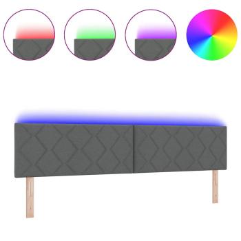 LED Kopfteil Rautenmuster Dunkelgrau 200 cm Stoff
