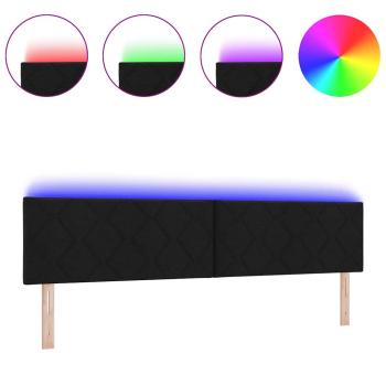 LED Kopfteil Rautenmuster Schwarz 200 cm Stoff