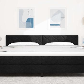 LED Kopfteil Rautenmuster Schwarz 200 cm Stoff