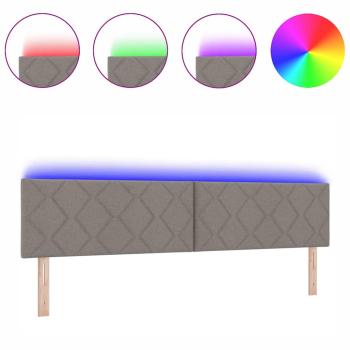 LED Kopfteil Rautenmuster Taupe 200 cm Stoff