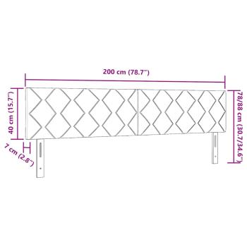 LED Kopfteil Rautenmuster Taupe 200 cm Stoff