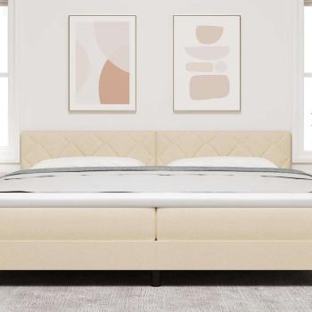LED Kopfteil Rautenmuster Creme 200 cm Stoff