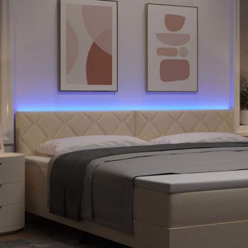 LED Kopfteil Rautenmuster Creme 200 cm Stoff