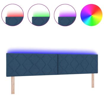 LED Kopfteil Rautenmuster Blau 200 cm Stoff