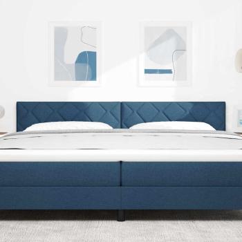 LED Kopfteil Rautenmuster Blau 200 cm Stoff