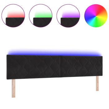 LED Kopfteil Diamantblöcke Design Schwarz 200 cm Samt