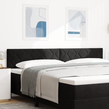 LED Kopfteil Diamantblöcke Design Schwarz 200 cm Samt