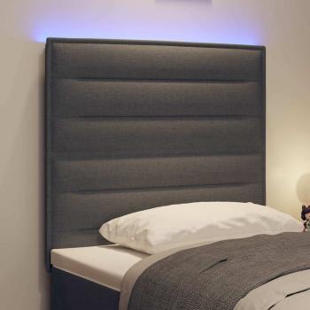 LED Kopfteil Linien-Design Dunkelgrau 100 cm Stoff
