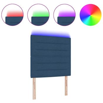 LED Kopfteil Linien-Design Blau 100 cm Stoff