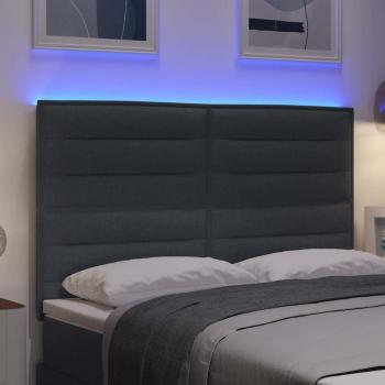 LED Kopfteil Linien-Design Dunkelgrau 80 cm Stoff
