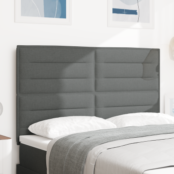 LED Kopfteil mit LED-Lichtleisten Dunkelgrau 160 cm Stoff