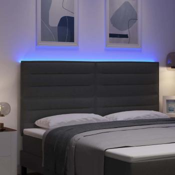 LED Kopfteil Linien-Design Dunkelgrau 90 cm Stoff