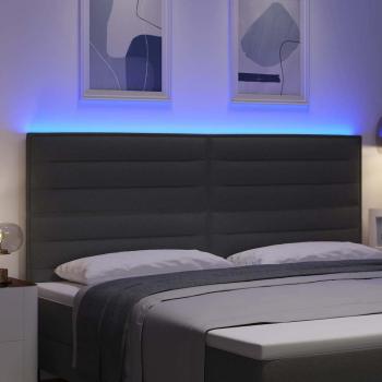 LED Kopfteil Linien-Design Dunkelgrau 100 cm Stoff