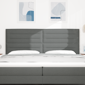 LED Kopfteil mit LED-Lichtleisten Dunkelgrau 200 cm Stoff