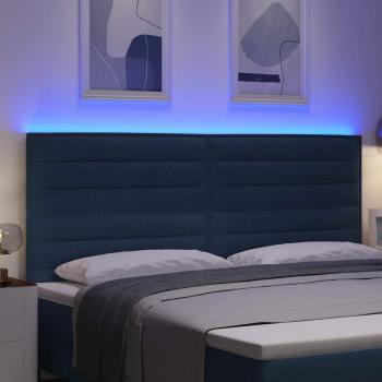 LED Kopfteil Linien-Design Blau 100 cm Stoff