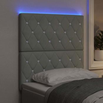 LED Kopfteil Hellgrau 80 cm Samt