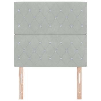 LED Kopfteil Hellgrau 100 cm Samt