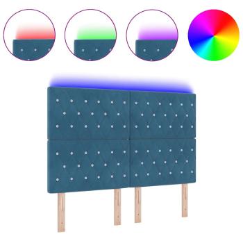 LED Kopfteil Dunkelblau 140 cm Samt
