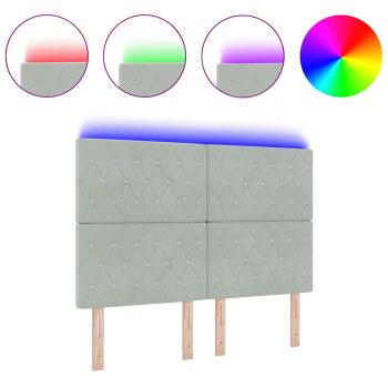 LED Kopfteil Hellgrau 80 cm Samt