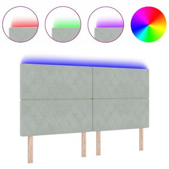 LED Kopfteil Hellgrau 90 cm Samt