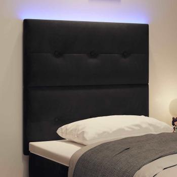 LED Kopfteil mit LED-Lichtleisten Schwarz 90 cm Samt