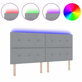 LED Kopfteil Hellgrau 100 cm Stoff