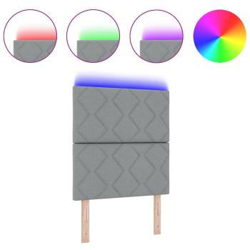 LED Kopfteil Rautenmuster Hellgrau 80 cm Stoff