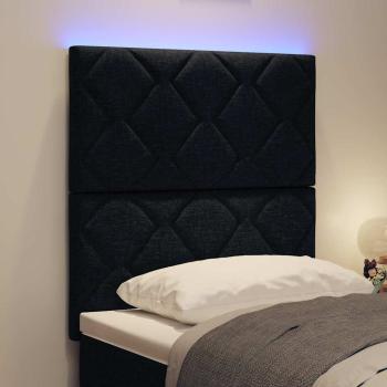 LED Kopfteil Rautenmuster Schwarz 80 cm Stoff