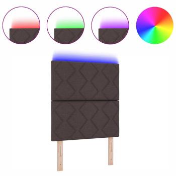 LED Kopfteil Rautenmuster Dunkelbraun 80 cm Stoff