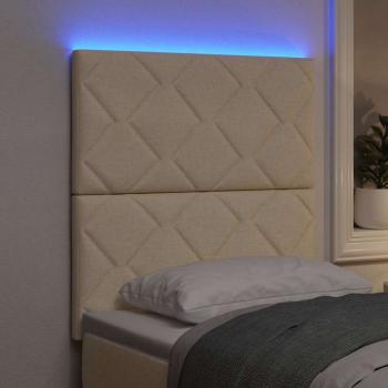 LED Kopfteil Rautenmuster Creme 80 cm Stoff