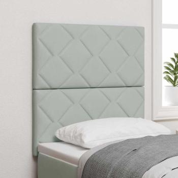 ARDEBO.de - LED Kopfteil Diamantblock Design Hellgrau 80 cm Samt