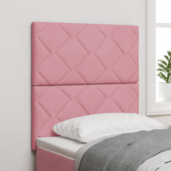 LED Kopfteil Diamantblock Design Rosa 80 cm Velours