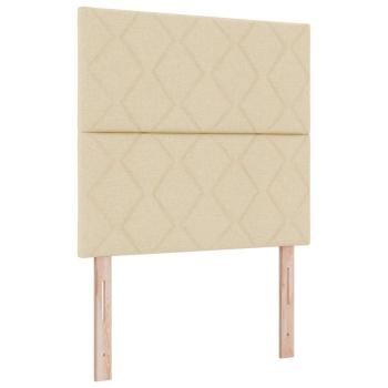 LED Kopfteil Rautenmuster Creme 90 cm Stoff