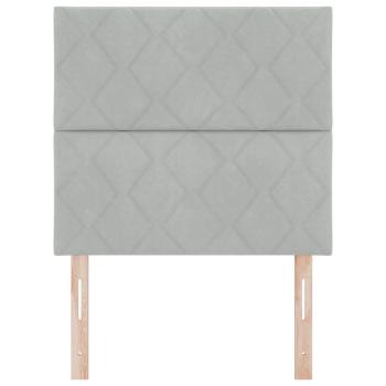 LED Kopfteil mit Diamantblockdesign, Hellgrau, 90 cm Samt