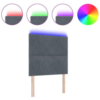 LED Kopfteil Diamantblocks Design Dunkelgrau 90 cm Samt