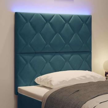 LED Kopfteil Diamantblöcke Design Dunkelblau 90 cm Samt