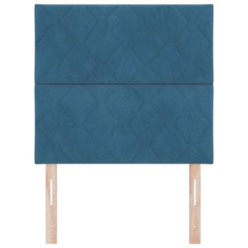 LED Kopfteil Diamantblöcke Design Dunkelblau 90 cm Samt