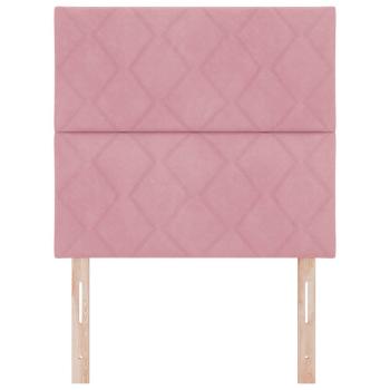 LED Kopfteil Diamantblöcke Design Rosa 90 cm Samt