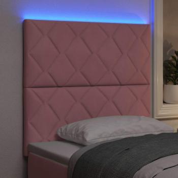 LED Kopfteil Diamantblöcke Design Rosa 90 cm Samt