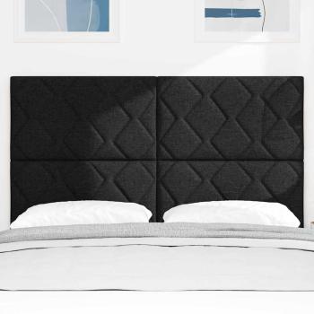 LED Kopfteil Rautenmuster Schwarz 144 cm Stoff