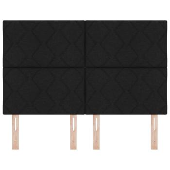LED Kopfteil Rautenmuster Schwarz 144 cm Stoff