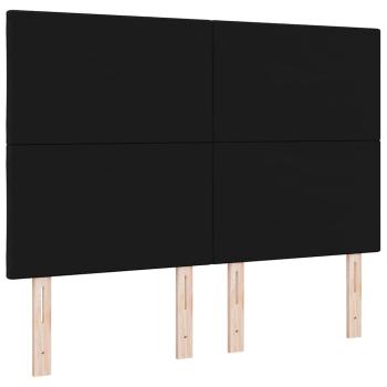 LED Kopfteil Rautenmuster Schwarz 144 cm Stoff