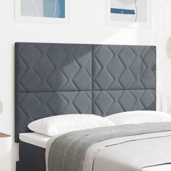 ARDEBO.de - LED Kopfteil Diamantblock Design Dunkelgrau 144 cm Samt