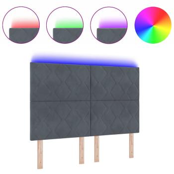 LED Kopfteil Diamantblock Design Dunkelgrau 144 cm Samt