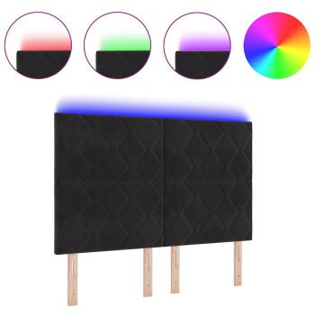 LED Kopfteil Diamantblock Design Schwarz 144 cm Samt