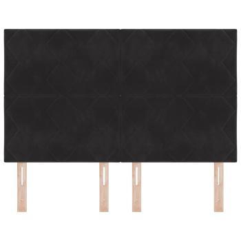 LED Kopfteil Diamantblock Design Schwarz 144 cm Samt