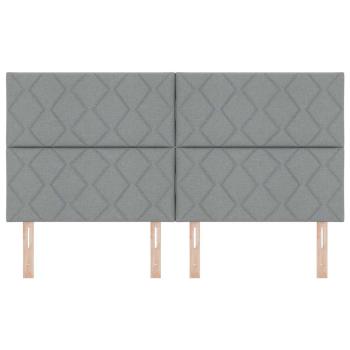 LED Kopfteil Rautenmuster Hellgrau 180 cm Stoff